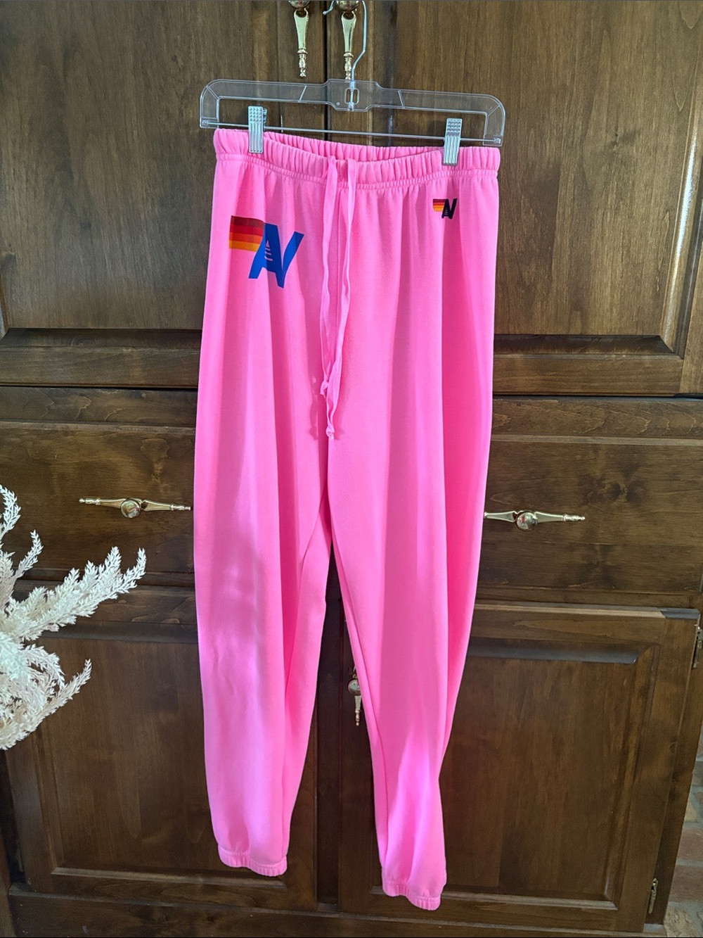 Aviator Nation Neon Pink Logo Relaxed Pullover Hoodie & Sweatpants Set M - Picture 14 of 15
